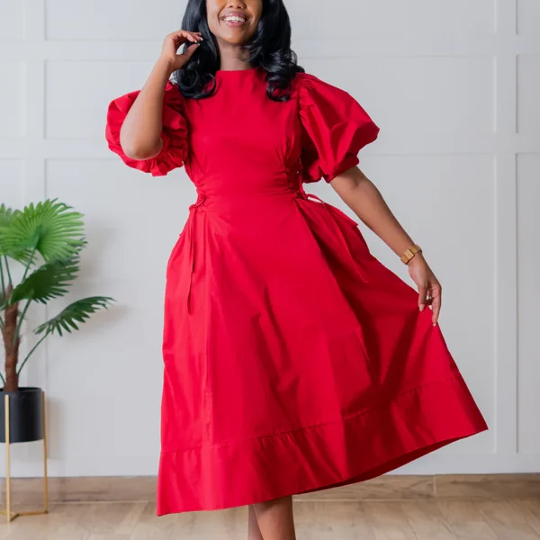 Double O Midi Dress in RED × 2