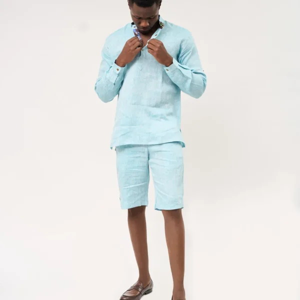 Linen Casual Shorts- Blue