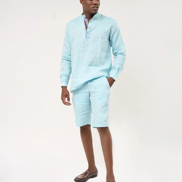 Linen Two Piece (Full set)- Blue