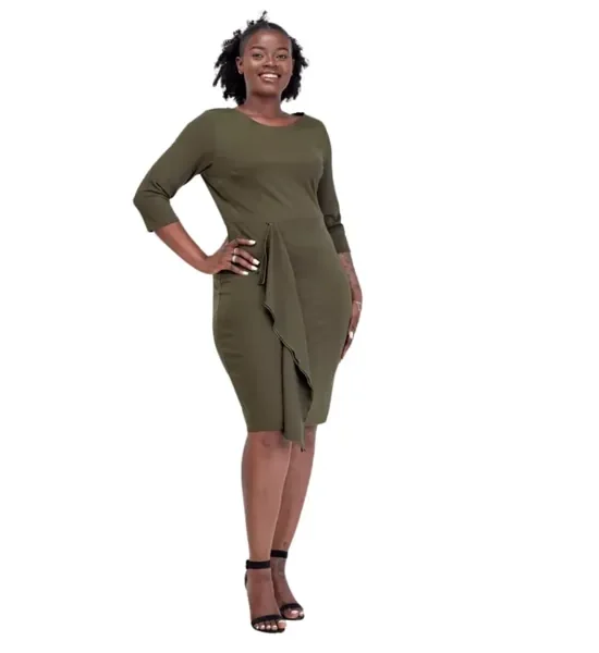 Vivo Tande Front Drape Dress (Hunters/green)